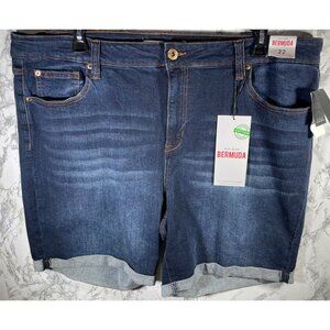 Celebrity Pink Womens Mid-Rise Bermuda Shorts Size 22 dark wash Denim